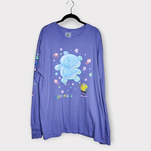 Teddy Fresh x SpongeBob Purple Bubble Graphic Long Sleeve Top Women’s Large - Picture 2 of 8